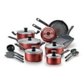 thumbnail image 1 of T-fal Initiatives, 18 Piece Non-Stick Cookware Set, Red, 1 of 6