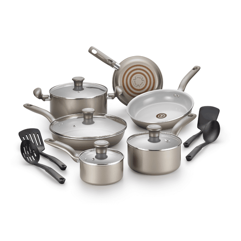 T-fal Cook & Strain Stainless Steel Cookware Set, 14 Piece