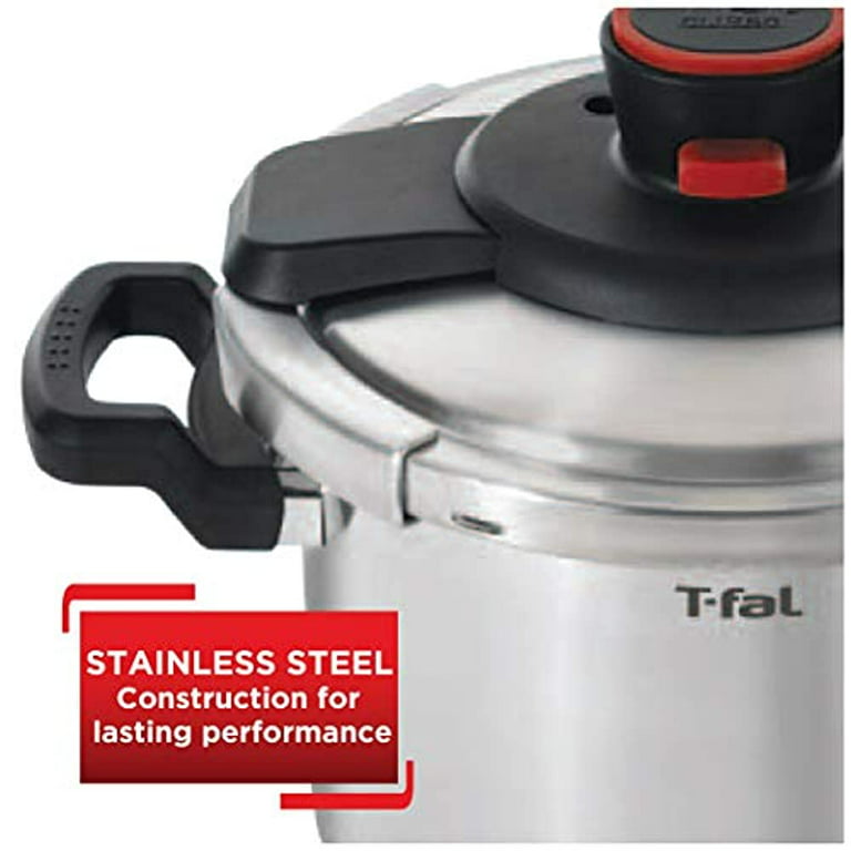 T-fal Clipso Stainless Steel Pressure Cooker 6.3 Quart Induction Cookware,  Pots and Pans, Dishwasher Safe Silver