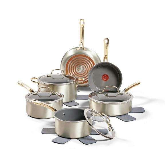 T-fal Preserve Ceramic, 13 Piece Nonstick Cookware Set, Champagne