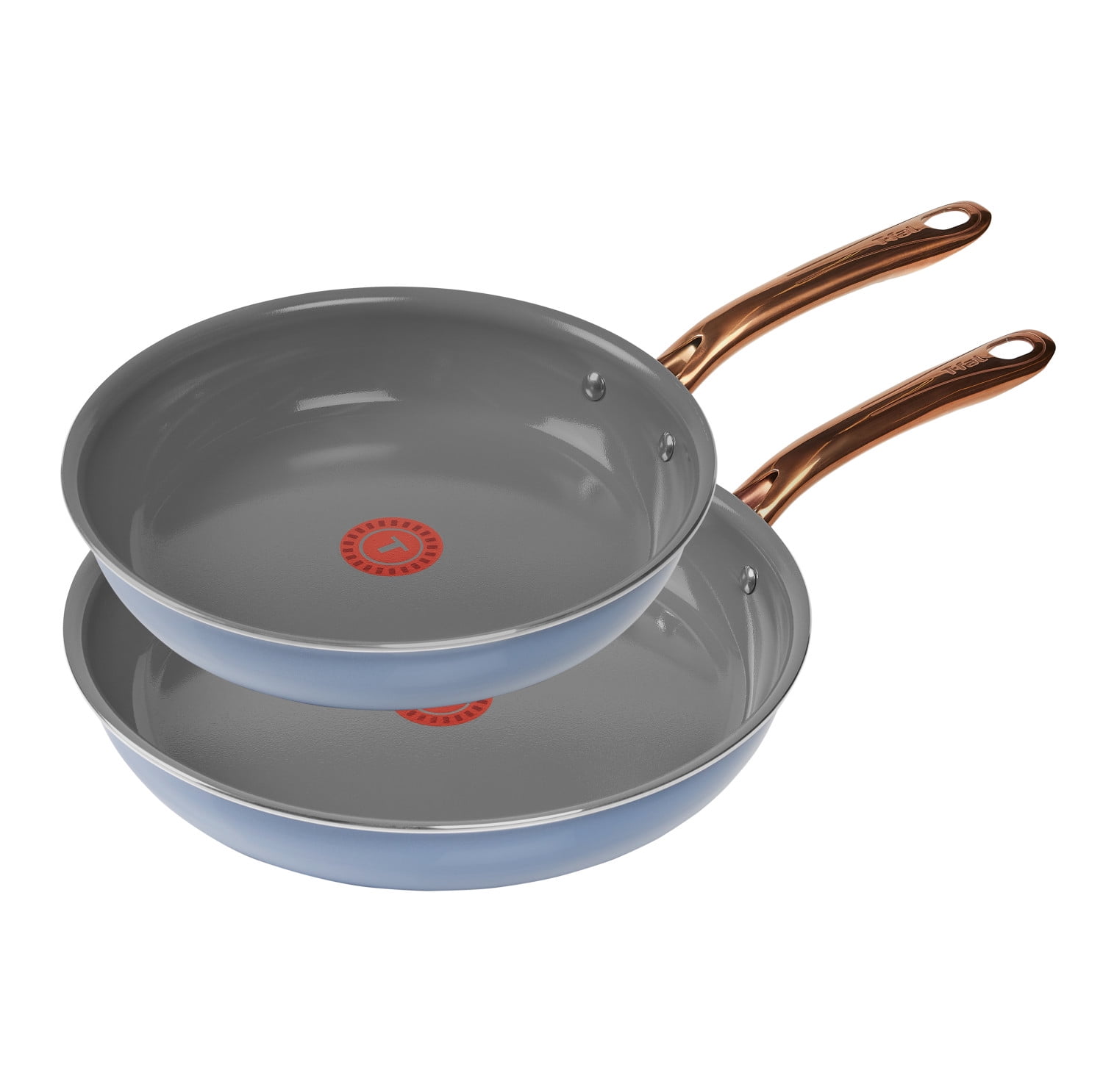 Ocean Blue Ceramic Non-Stick Fry Pan Set with Stainless Steel Handles