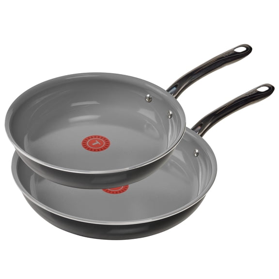T-fal Preserve Ceramic Non-Stick Cookware, 2 Piece Frypan Set, 8.5 Inch and 11 Inch, Truffle Black
