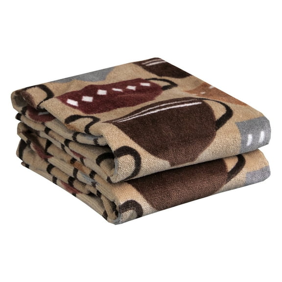 T-fal Print Fiber Reactive Kitchen Towel, Two Pack, Coffee
