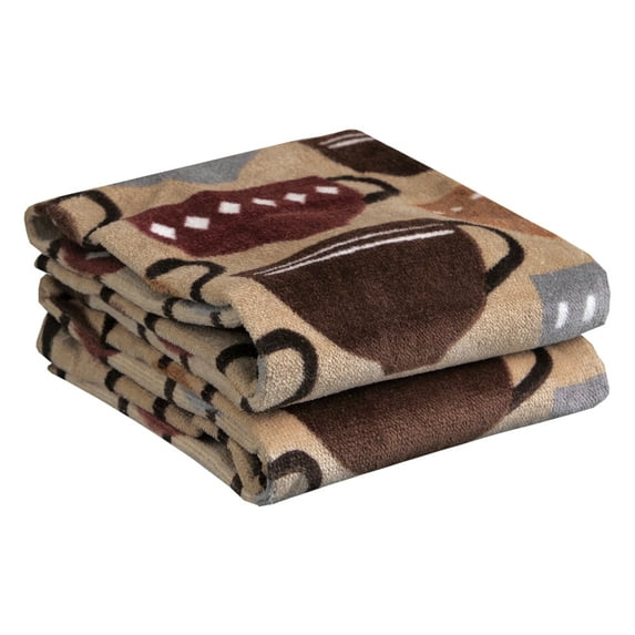 T-fal Print Fiber Reactive Kitchen Towel, Two Pack, Coffee
