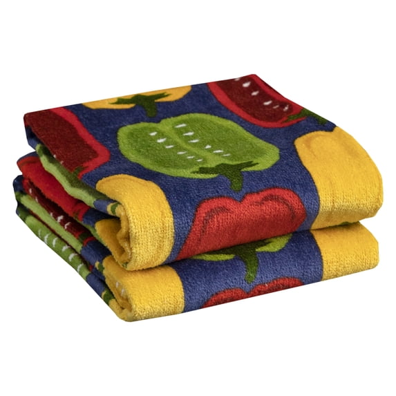 T-fal Print Fiber Reactive Kitchen Towel, Two Pack, Peppers