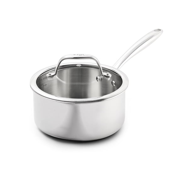 T-fal Pro Tri-Ply Stainless Steel Cookware, 2.3 Quart Saucepan With Lid, Inducation Compatible