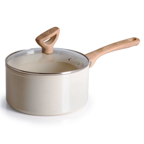 T-fal Revive Ceramic Non-Stick, 3 Quart Saucepan, Beige