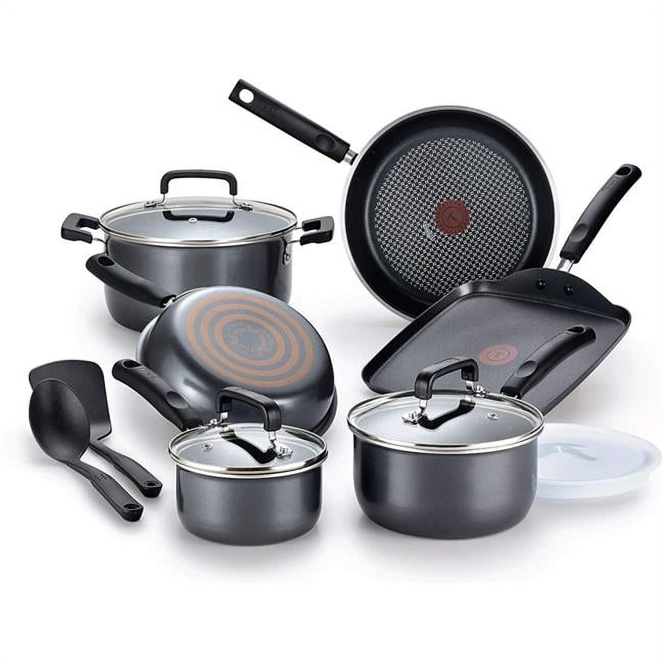 T-fal 12-Piece Dark Gray Nonstick Aluminum Cookware Set