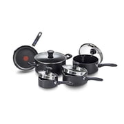 T-fal Signature 9pc Cookware Set, Non Stick pots and Pans, Non Toxic Cookware Set, Thermo-spot Heat Indicator, Dishwasher Safe, Black