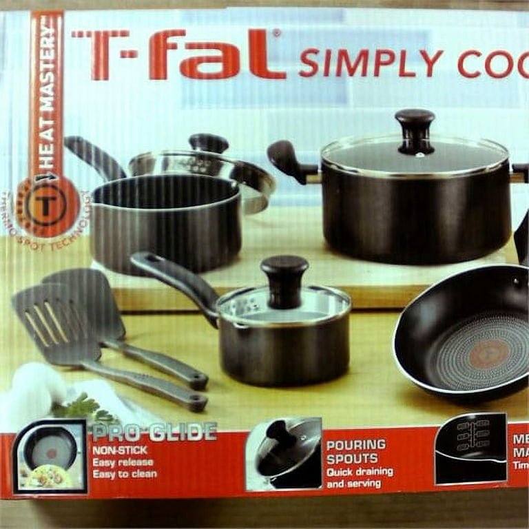 T-Fal Simply Cook 6pc Nonstick Aluminum Cookware Set Black