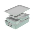 thumbnail interactive-video image 1 of T-fal Stackable Ceramic Bakeware, 5 Piece Nonstick Bakeware Set, Mint Green, Oven Safe 450°F, 1 of 9