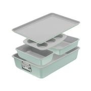 T-fal Stackable Ceramic Bakeware, 5 Piece Nonstick Bakeware Set, Mint Green, Oven Safe 450°F