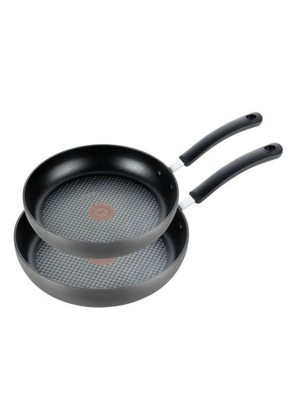 T-fal Ultimate Hard Anodized Non-Stick 2 Piece, 10 inch and 12 inch, Fry Pan Cookware Set, Grey