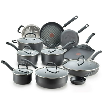 T-fal Ultimate Hard Anodized Nonstick 17 Piece Cookware Set, Black