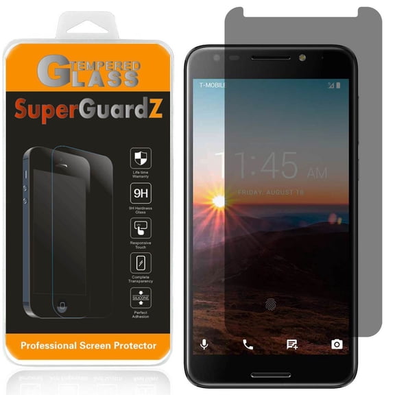 For T-mobile Revvl / Alcatel A30 Fierce - SuperGuardZ Privacy Anti-Spy Tempered Glass Screen Protector, 9H, Anti-Scratch, Anti-Bubble, Anti-Fingerprint