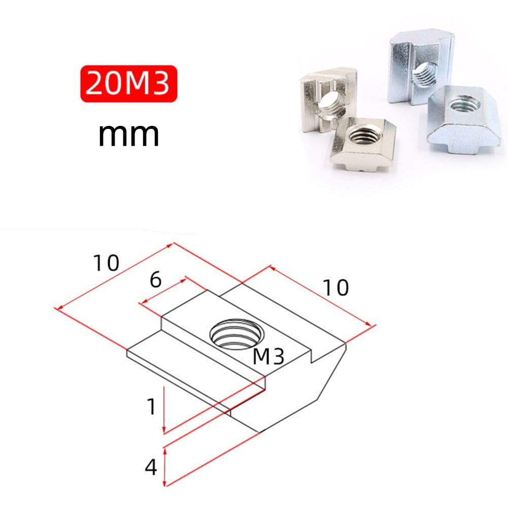 TNut M3/M4/M5/M6 Sliding Tee Nut Plain Carbon Steel Extrusion 20