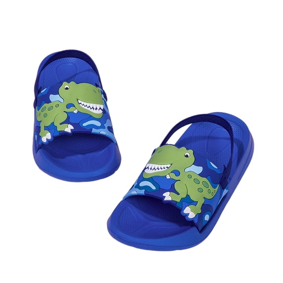 T-oddler B-oys Slide Sandals, Lightweight Cute Cartoon Water Shoes for Kids, Non- Soft EVA Summer Beach & Pool Slippers for Ages 1-5