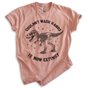 T-rex Extinct Dinosaur T-shirt, Unisex Womens Mens Funny Tyranosaurus Rex Jurassic Skeleton Gift, Heather Sunset, Medium