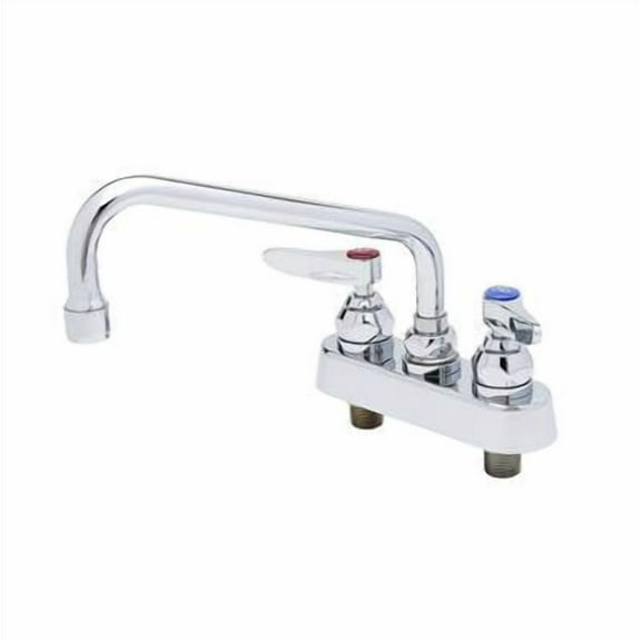 T&S Brass - Workboard Faucet, Deck Mount, 4'' Centers, 8'' Swing Nozzle, Lever Handles