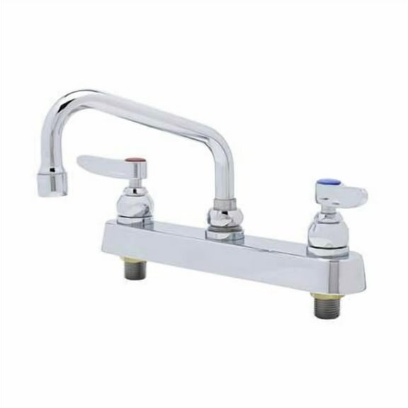 T&S Brass - Workboard Faucet, Deck Mount, 8'' Centers, 6'' Swing Nozzle, Lever Handles