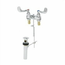 T&S Brass - Medical Faucet, Deck Mount, Cast Basin Spout, Aerator, 4'' Wrist Action Handles, Pop-Up