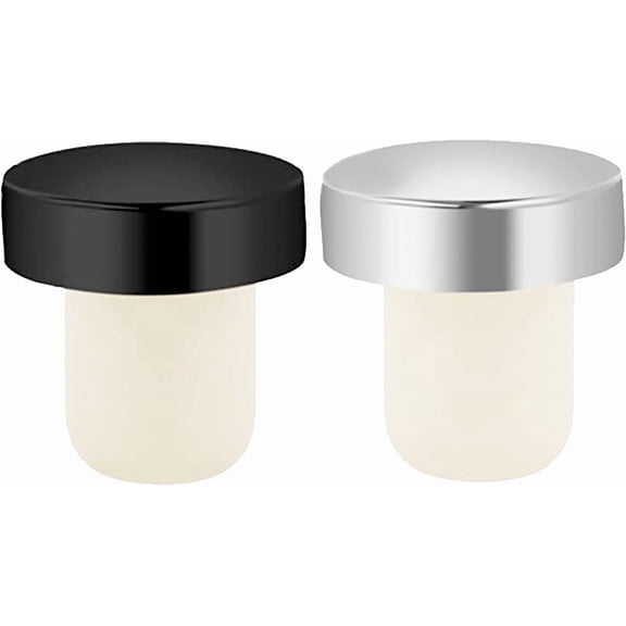 T-shaped Wine Corks, 2-pc Set, Reusable & Low Profile for Wine & Beer Bottles DIY Craft (Black, Silver)