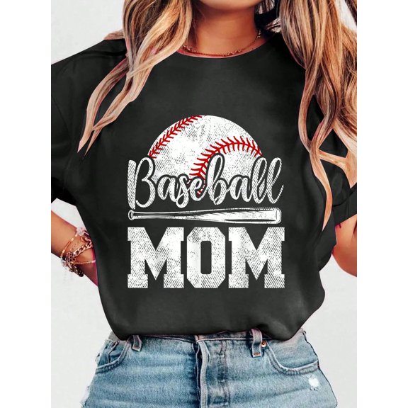 T-shirt 100% coton pour maman de baseball, jour de match de joueur de baseball, Fête des Mères, pour femmes