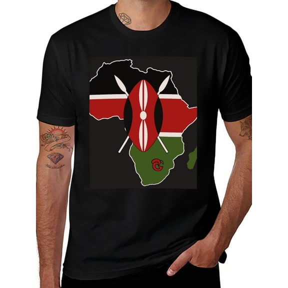 T-shirt Africa In Profile Kenya  Soft Cotton Adult Heat-Transfer Graphic T-Shirt - 180g Breathable Fabric, Unisex Summer Casual Wear with Durable Heat-Printed Design