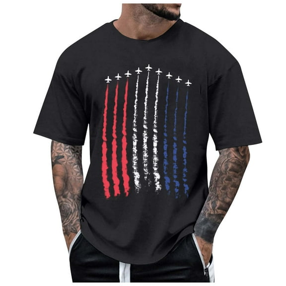 T-shirt American Flag T-Shirt for Men 4th July Patriotic Shirt Summer Short Sleeve Crew Neck Tops USA Flag Tee Shirts for Men