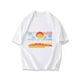 thumbnail image 1 of T-shirt Black Gulf Of Mexico Sunset Palm Trees And Birds Graphic Print Est 1550 Beach Vacation Travel Casual Wear, 1 of 4