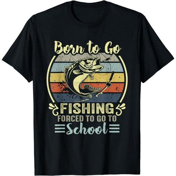 T-shirt Born To Go Fishing Bass Fish Fisherman Boys Kids T-Shirt