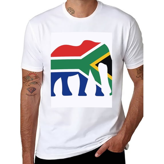T-shirt Colorful Eleph Soft Cotton Adult Heat-Transfer Graphic T-Shirt - 180g Breathable Fabric, Unisex Summer Casual Wear with Durable Heat-Printed Design