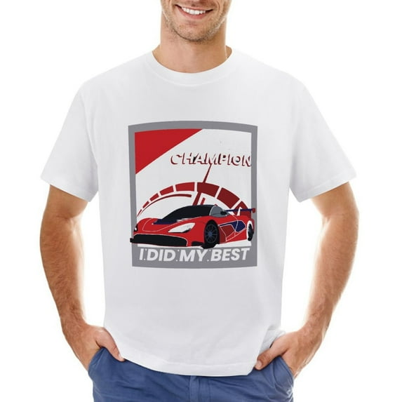 T-shirt Design for Racing Car And Art Vintage T-shirt Mens Cotton Classic Crewneck Short Sleeve Tees Unisex White 4XL