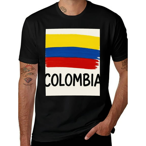 T-shirt Flag Of Colombia  Soft Cotton Adult Heat-Transfer Graphic T-Shirt - 180g Breathable Fabric, Unisex Summer Casual Wear with Durable Heat-Printed Design