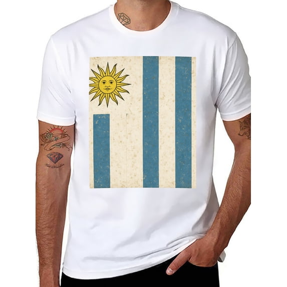 T-shirt Flag Of Uruguay Soft Cotton Adult Heat-Transfer Graphic T-Shirt - 180g Breathable Fabric, Unisex Summer Casual Wear with Durable Heat-Printed Design