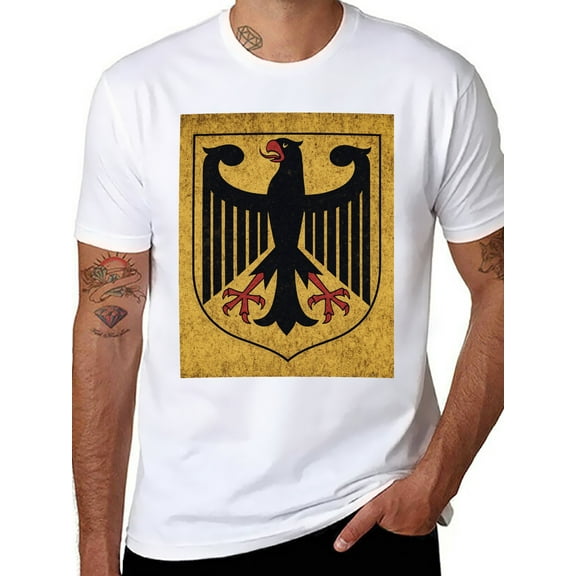 T-shirt German Coat Of Arms  Soft Cotton Adult Heat-Transfer Graphic T-Shirt - 180g Breathable Fabric, Unisex Summer Casual Wear with Durable Heat-Printed Design