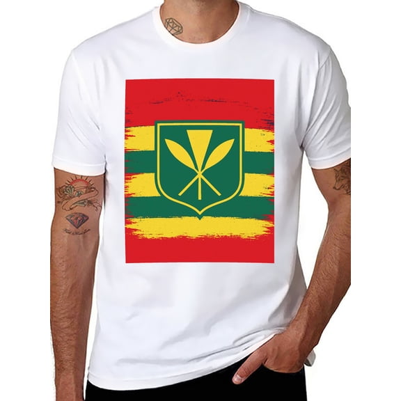 T-shirt Hawaiian Flag  Soft Cotton Adult Heat-Transfer Graphic T-Shirt - 180g Breathable Fabric, Unisex Summer Casual Wear with Durable Heat-Printed Design