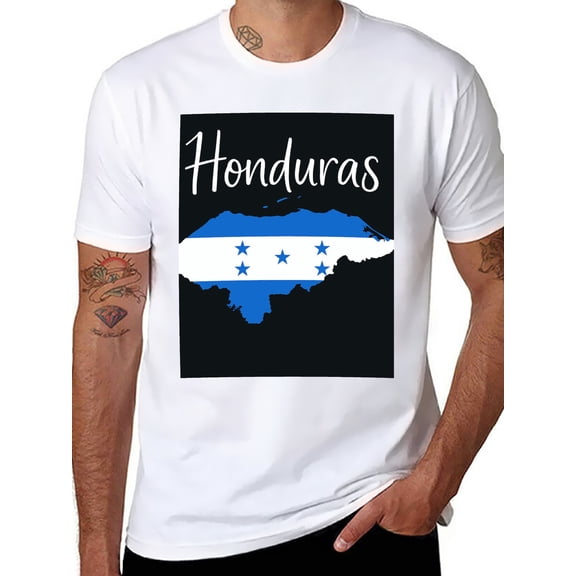 T-shirt Honduras Map Soft Cotton Adult Heat-Transfer Graphic T-Shirt - 180g Breathable Fabric, Unisex Summer Casual Wear with Durable Heat-Printed Design