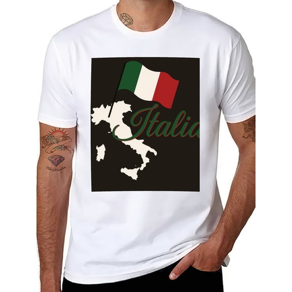 T-shirt Italian Silhouette  Soft Cotton Adult Heat-Transfer Graphic T-Shirt - 180g Breathable Fabric, Unisex Summer Casual Wear with Durable Heat-Printed Design