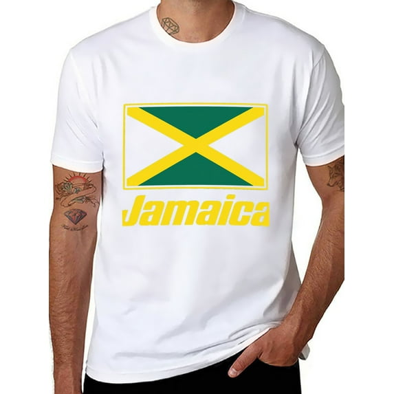 T-shirt Jamaican Flags Soft Cotton Adult Heat-Transfer Graphic T-Shirt - 180g Breathable Fabric, Unisex Summer Casual Wear with Durable Heat-Printed Design