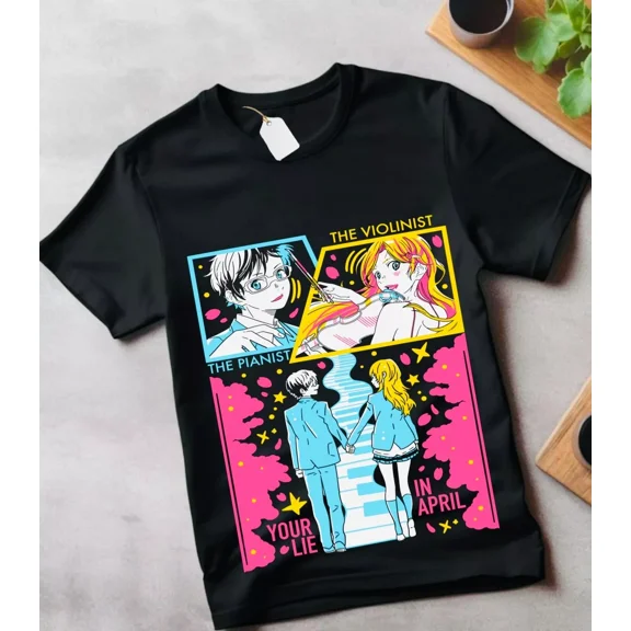 T-shirt Kaori Kousei Anime Your Lie In April kaori miyazono Music Shirt All Size