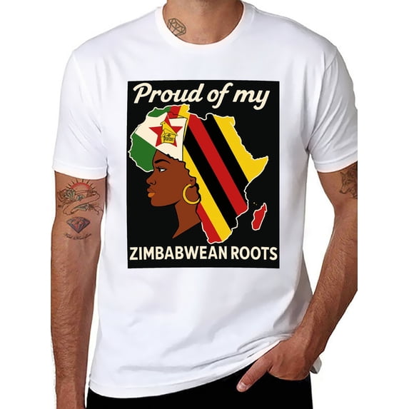 T-shirt Map Outline Of Zimbabwe Soft Cotton Adult Heat-Transfer Graphic T-Shirt - 180g Breathable Fabric, Unisex Summer Casual Wear with Durable Heat-Printed Design