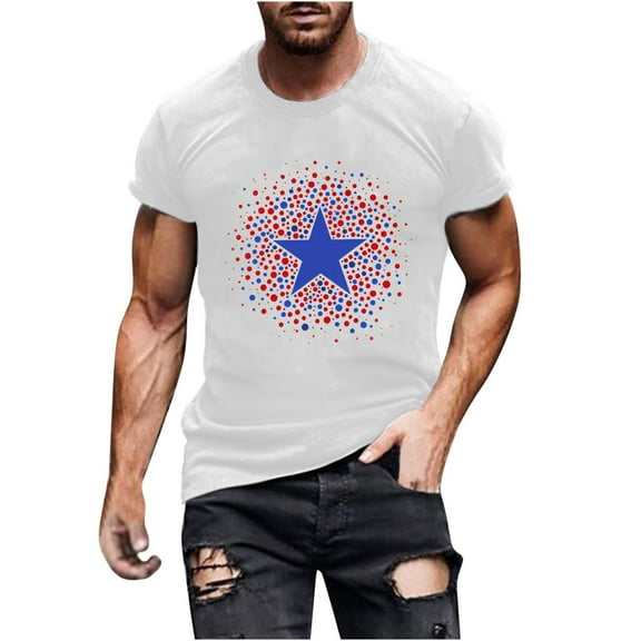 T-shirt for Men Printed Stars Basic T-shirts with Short Sleeves Crew Neck Simple Pattern Men's Tops Quick Dry Activewear for Gym Training Workout Back-to-school Outfit