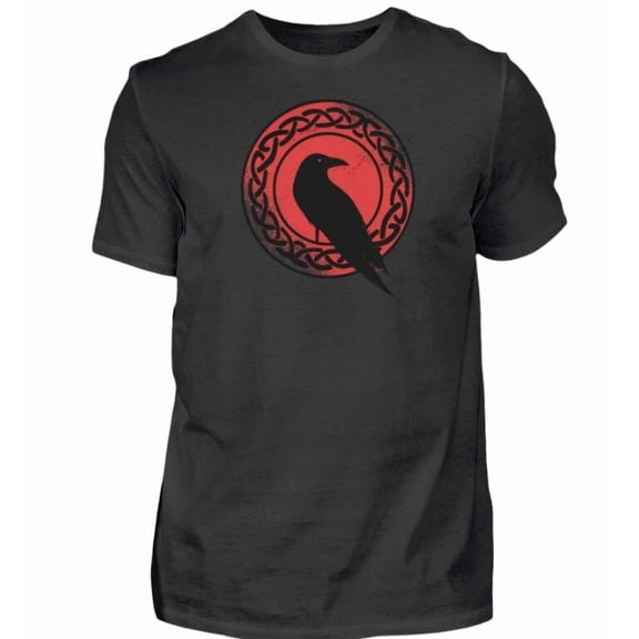 T-shirt Men Raven Motif Shirt Celtic Viking Graphic Alternative Man Shirt