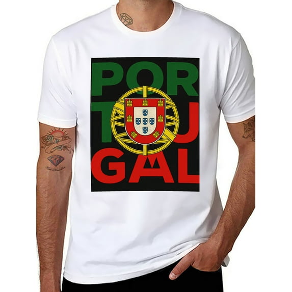 T-shirt Portugal Flag Soft Cotton Adult Heat-Transfer Graphic T-Shirt - 180g Breathable Fabric, Unisex Summer Casual Wear with Durable Heat-Printed Design