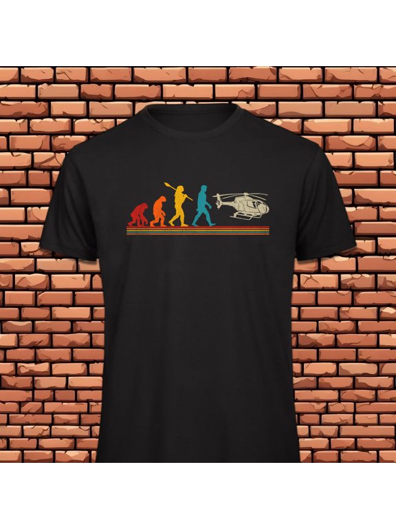 T-shirt Retro Man Evolution | Helicopter Edition