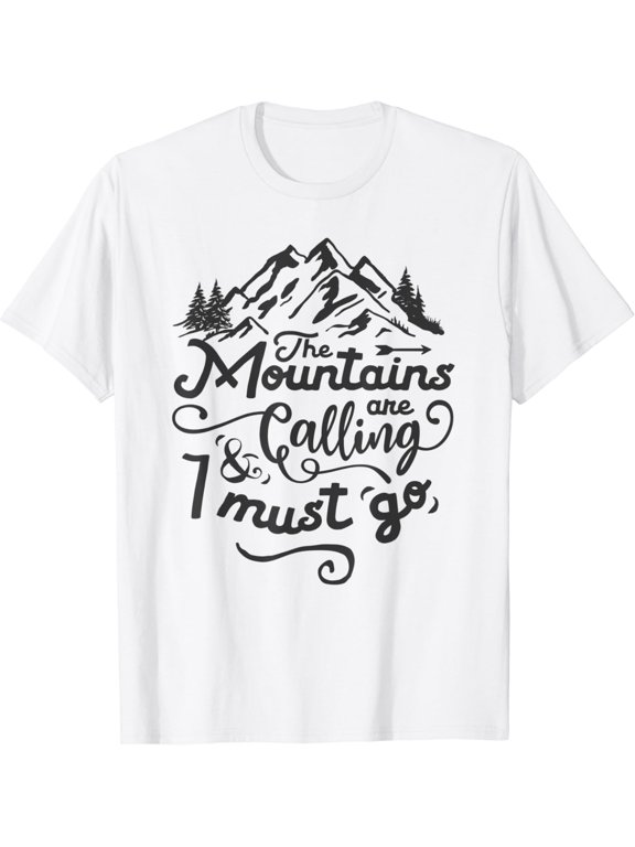 T-shirt The Mountains Are Calling Hiker Camper Outdoor Adventure T-Shirt mens t shirt,black,women,funny,misfits,men,journey