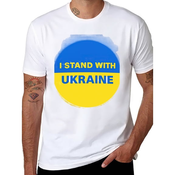 T-shirt With Ukraine  Soft Cotton Adult Heat-Transfer Graphic T-Shirt - 180g Breathable Fabric, Unisex Summer Casual Wear with Durable Heat-Printed Design