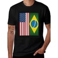 thumbnail image 1 of T-shirt United States Brazil  Soft Cotton Adult Heat-Transfer Graphic T-Shirt - 180g Breathable Fabric, Unisex Summer Casual Wear with Durable Heat-Printed Design, 1 of 9