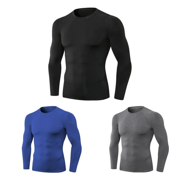 T-shirt,Workout T-shirt Tops Quick Workout 3pcs Men's Workout T-shirt Thermal Undershirt Layer Fapao Undershirt Layer Workout Men Thermal Siuke T 3pcs Black  Grey L